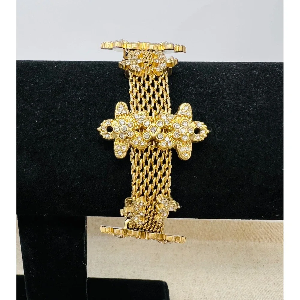 Cabi Bon Vivant Gold Tone Crystal Floral Convertible Necklace Bracelet
